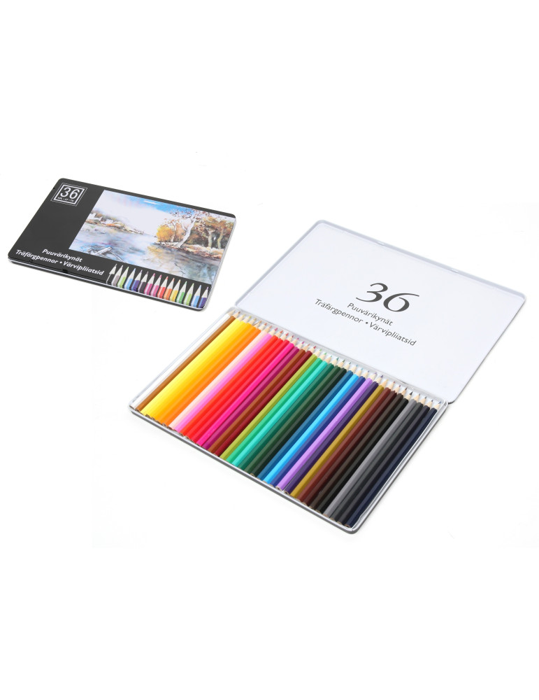 Värikyniä 36 kpl peltirasiassa