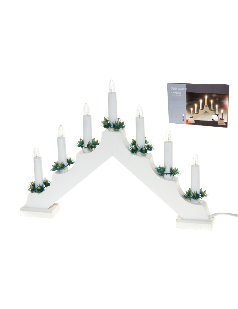 Kynttelikkö puu 7-os. valkoinen